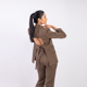 Backless Blazer with Tie Detail Olive color