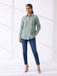 Geometric Embroidered Cotton Shirt, Mint Green