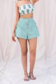 Green Striped Shorts with Pockets Green/White color