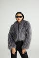 Storm Muse - Cropped Faux Fur Jacket Grey color