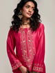 Embroidered Kurta with Placket Fuchsia color