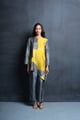 /Grey/Yellow Dupion Silk Kurta Set