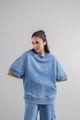 Denim Wash 100% Cotton Terry Sweatshirt Blue color