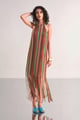 Multicolour Halter Neck Fringe Crochet Knit Midi Dress - Dash and Dot - Image 1