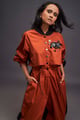 Utility Jumpsuit with Badges Rust & Black color
