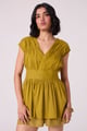 Roman Ruched Top Mustard color