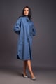 Oversized Shirt Dress with Embroidered Pocket Blue color