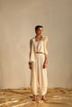 Dramatic Flower Blazer Twin Set Off White color