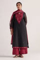 Black and Maroon Woven Kurta Set Black/Maroon color