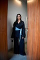Black Satin Wrap Top and Flared Pants Co-ord Set - CORDS & HONEY - Image 1