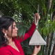 The Pyramid Pearl Bag White color