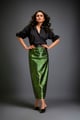 Metallic Skirt with Geometric Cutout Detailing Green color