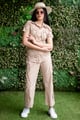 Poppy Passion Co-Ord with Pants Beige color