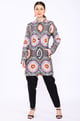 Circle Flower Digital Print Twill Lounge Jacket Grey/Pink color