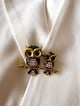 Twin Owl Branch Brooch Multicolor color