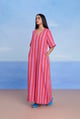 Amalfi Linen Half Sleeves Flared Jumpsuit Pink color