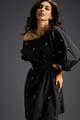 Black Off-Shoulder Dress with Butterfly Embellishments Black color