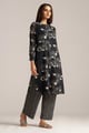 Black And White Linen Print Co-Ord Set Black/White color