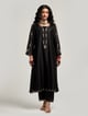 Embroidered Kurta with Scalloped Hem Black color