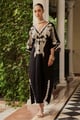 Honeycomb Embroidered Kaftan Black color