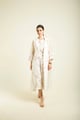 Stripe Organza Jacket with Printed Linen Jumpsuit Ivory color