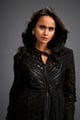 Cutout Jacket with Structured Zipper Closure and Metallic Silver Lining Silver & Black color