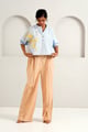 Ice Blue Terra - Full Moon Top + Pleated Long Pants Ice Blue/Terra color