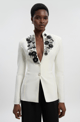 Embellished Figure Form Fitted Blazer Jacket Ivory color