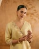 Gold Zari Tissue Angrakha With Narrow Pants And Dupatta - Set of 3 Gold color