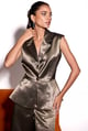 Dusky Olive Satin Lapel Peplum Jacket Dusky Olive color