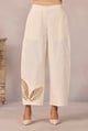 Vanilla Cloud Barrel Crop Trousers with Leaf Cutwork - 63East - Image 1