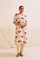 Ivory Chanderi  Hand Block Floral Print Kurta Set Ivory color