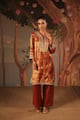 Zari Tissue Kurta with Flared Pants Rust color