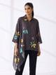 Charcoal Floral Printed High-Low Button-Down Shirt - SHADES OF INDIA - Image 1