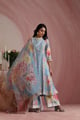 Powder Light Blossoms Kurta Set Blue color