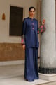 Parv Navy Embroidered Set with Flared Pants Navy Blue color