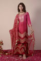 Crimson Red Ombre Embroidered Kurta Set Red color