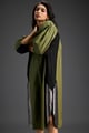 Olive Panel Shirt Dress Green color