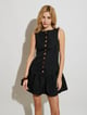 Black Textured Button-Front Fit and Flare Mini Dress - SISTER JANE - Image 1