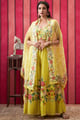 Gulista Embroidered Co-Ord Set with Cape Yellow color