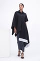 Black Panelled Drape Shirt Tunic Black/White color