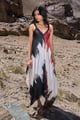Brushstroke Flowing Dress White/Black/Brown color