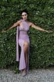 Dusty Pink Draped Maxi Dress Pink color