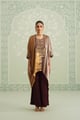 Gunjan Tissue Satin Embroidered Matching Set Gold color