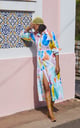 Kinda Chill Dress in Multi Camo Print White/Pink/Blue color