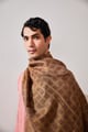 Zari Check Reversibles Pashmina Stole Brown Brown color