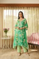 Mint Bloom Organza Kurta Ensemble Green color