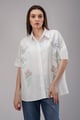 White Shirt with Flower Swaroski White color