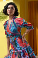 Vibrant and Striking Layered Dress Blue color