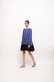 Blue-Black Gather Short Dress Blue color